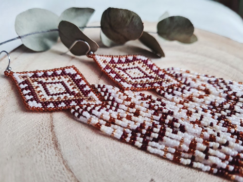 Brown aztec - šité náušnice — foto 2