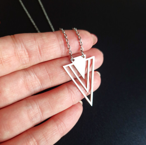 Ocelový náhrdelník*triangles — foto 3
