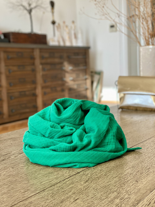 Mušelínový šál " Turqoise green" — foto 3