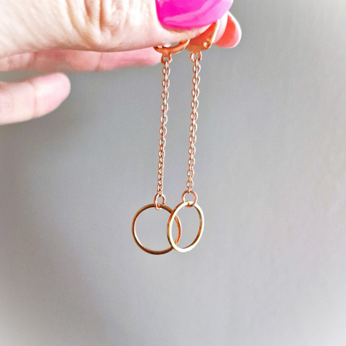 Ocelové náušnice*karma*visací*rosegold — foto 3