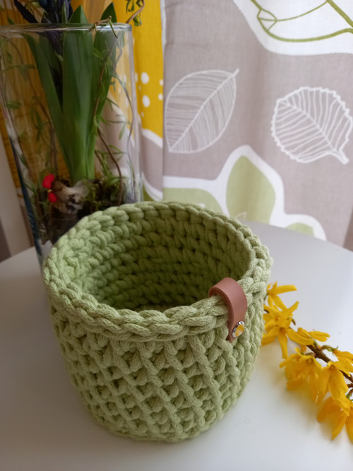 Háčkovaný košík limetka — foto 3