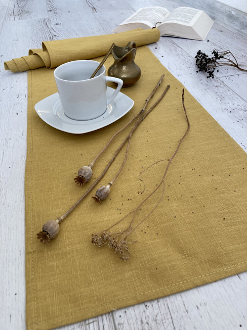 Ľanový behúň na stôl ( OCHRE) — foto 5