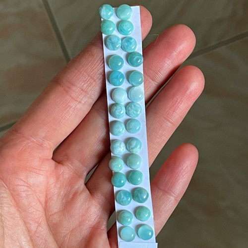 Larimar kabošony pár / kruh 6mm — foto 6