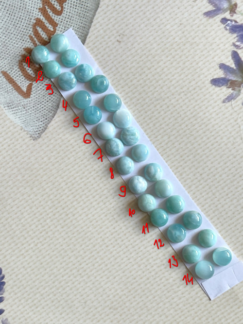 Larimar kabošony pár / kruh 6mm — foto 4