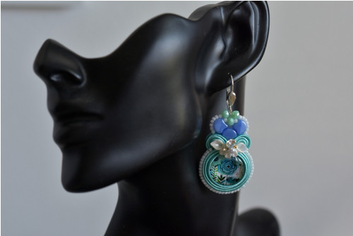 Soutache náušnice "Mentolový kvet" — foto 4