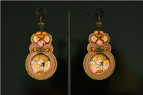 Soutache náušnice "Čarovná dedinka" — foto 3