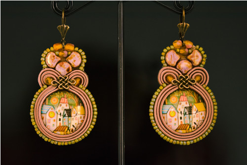 Soutache náušnice "Čarovná dedinka" — foto 6
