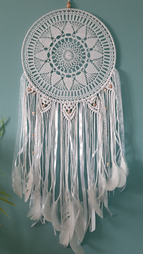 Macramé lapač snů s krajkou — foto 6
