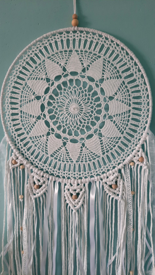 Macramé lapač snů s krajkou — foto 3