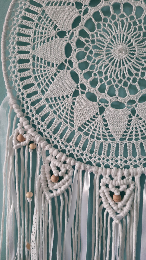 Macramé lapač snů s krajkou — foto 4