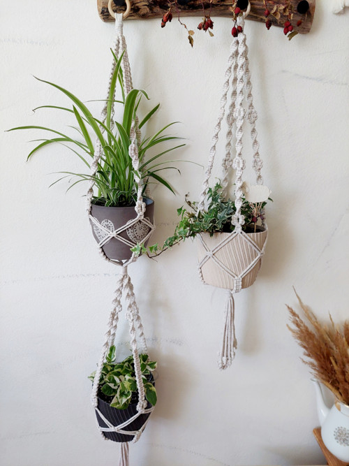 Minimalistický macramé závěs - dvojzávěs — foto 4
