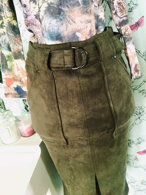 Sukně boho oliva alias velur — foto 2