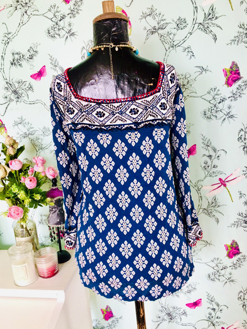 Tunika boho modrobílá — foto 4