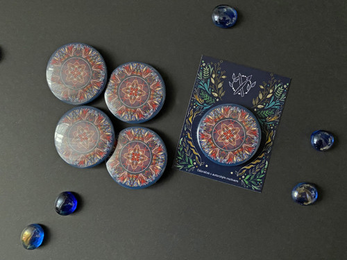 Odznak 50 mm Mandala červená — foto 2