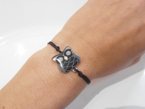 "Sovička" - saténový náramek (Unisex) — foto 2