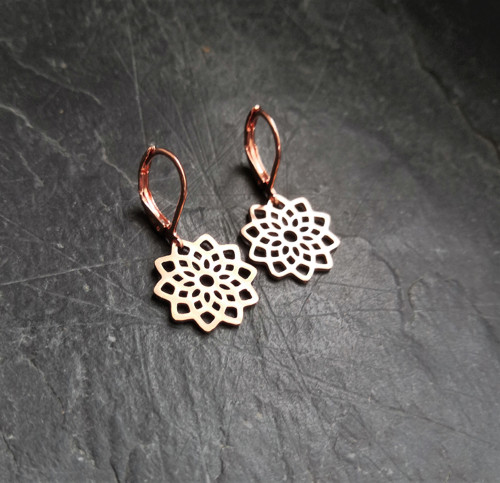 Ocelové náušnice*mandala*rosegold — foto 3