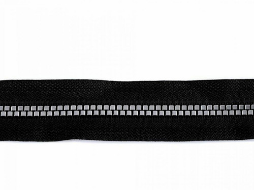 1m černá černý nikl zip kostěný šíře 5 mm — foto 4