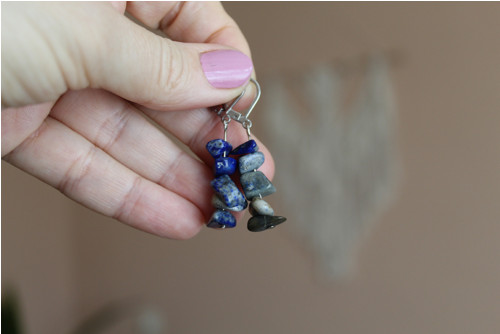 Náušnice nerez ocel + lapis lazuli — foto 4