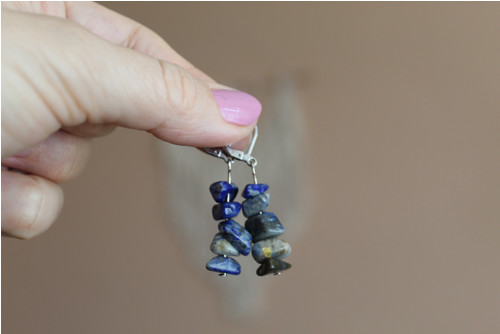 Náušnice nerez ocel + lapis lazuli — foto 3