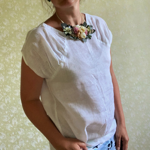 Lněný top s raglánovým rukávem — foto 2