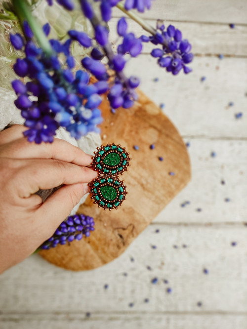 Druzy earrings n.17 - vyšívané náušnice — foto 4