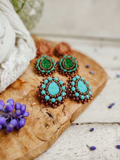 Druzy earrings n.17 - vyšívané náušnice — foto 3