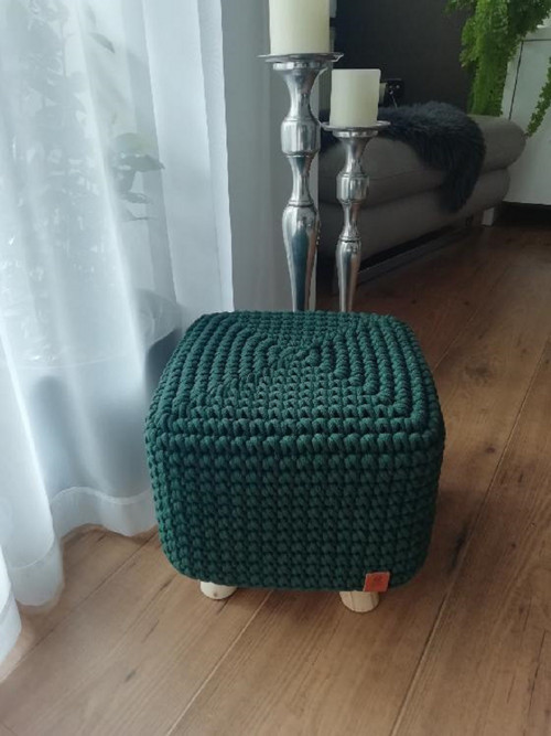 Stolička - Taburet S Háčkovaným Potahem — foto 2