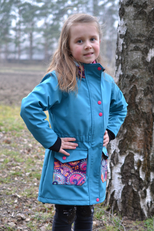 Softshellový kabátek - petrolej/ornamenty — foto 2