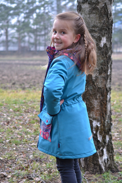 Softshellový kabátek - petrolej/ornamenty — foto 3