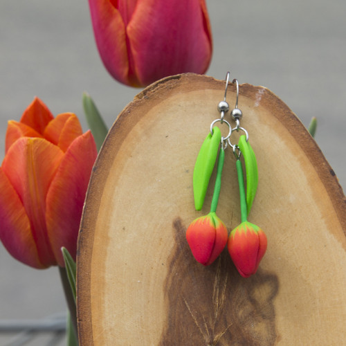 Náušnice - červené tulipány VI. — foto 4