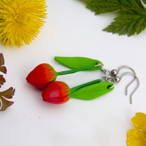 Náušnice - červené tulipány VI. — foto 3