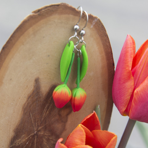 Náušnice - červené tulipány VI. — foto 6