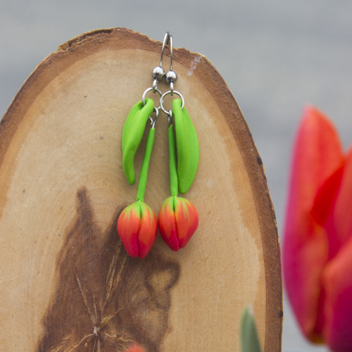 Náušnice - červené tulipány VII. — foto 5