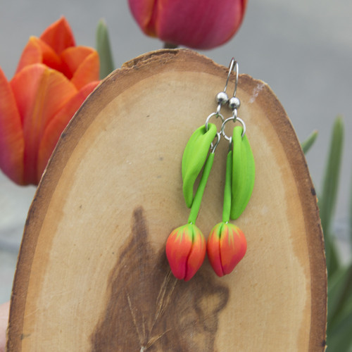 Náušnice - červené tulipány VII. — foto 4