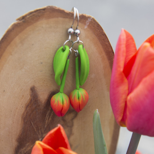 Náušnice - červené tulipány VII. — foto 6