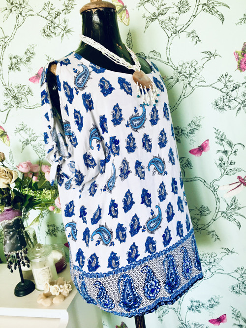 Halenka boho modrobílá — foto 2
