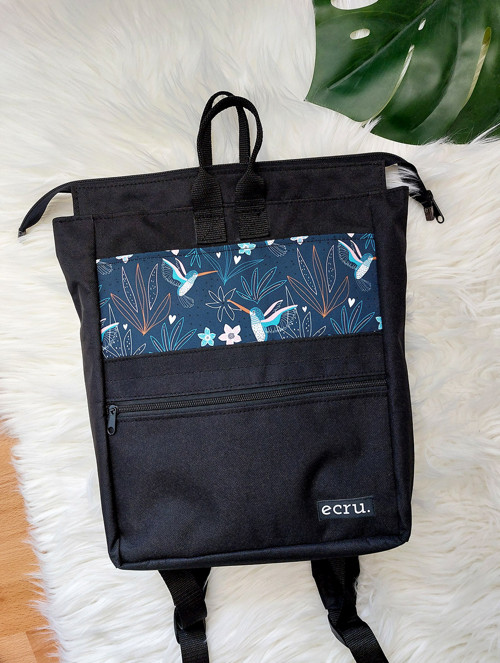 Batoh LUNA basic - černý s kolibříky — foto 2