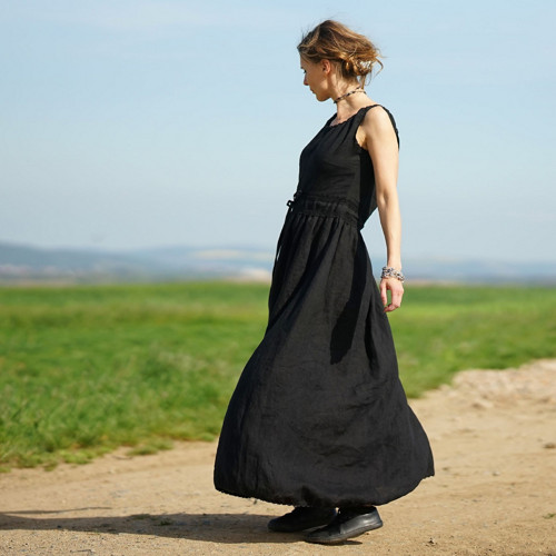 Boho maxi šaty - černé — foto 3