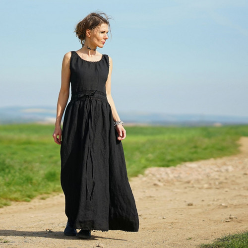 Boho maxi šaty - černé — foto 2