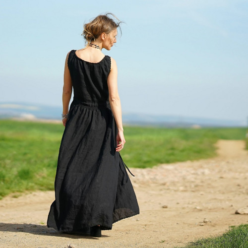 Boho maxi šaty - černé — foto 4