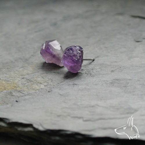 Ametystové náušničky - rough crystal — foto 4