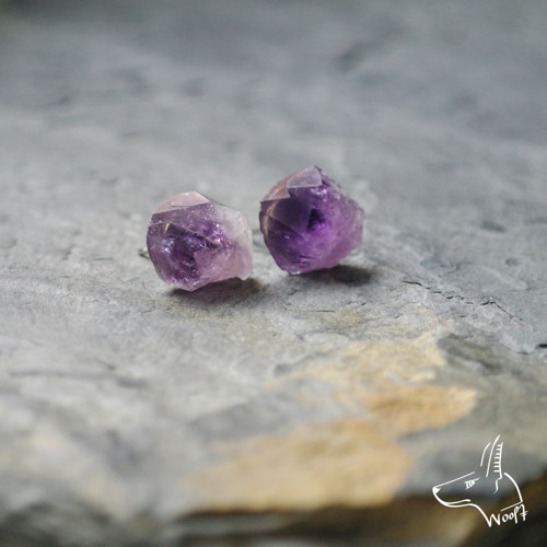 Ametystové náušničky - rough crystal — foto 2