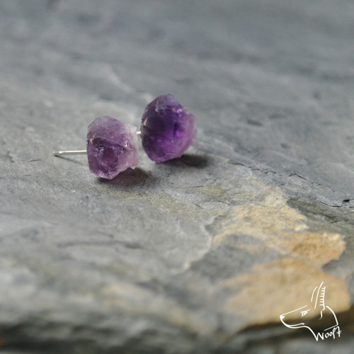Ametystové náušničky - rough crystal — foto 3