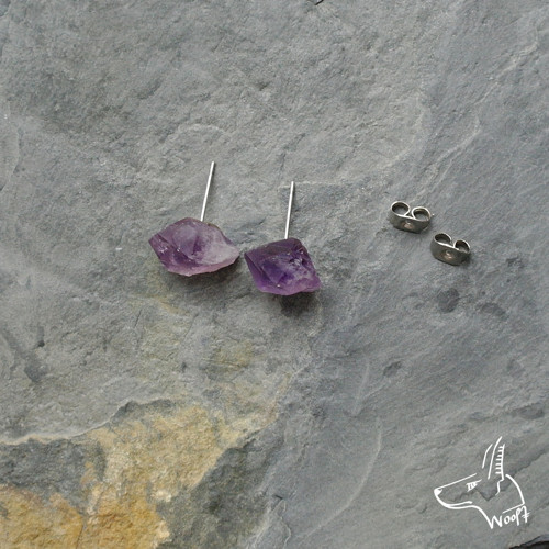 Ametystové náušničky - rough crystal — foto 5