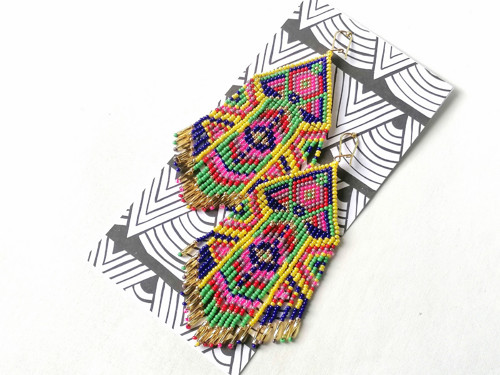 Colorful Beaded Fringe Earrings — foto 6
