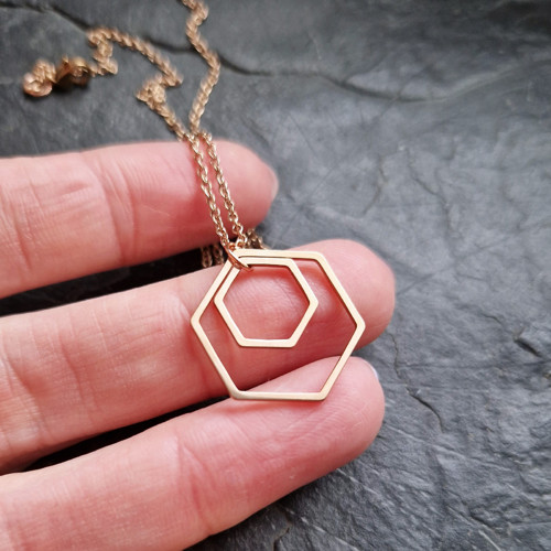 Ocelový náhrdelník*hexagon*rosegold — foto 3