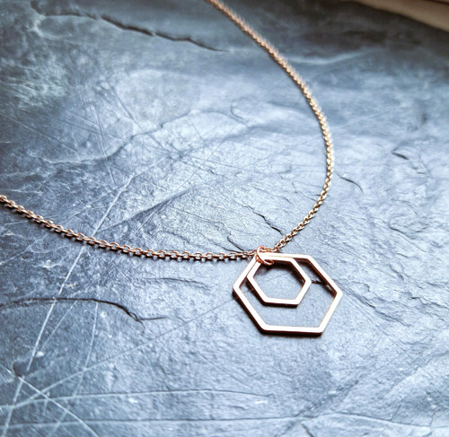 Ocelový náhrdelník*hexagon*rosegold — foto 2