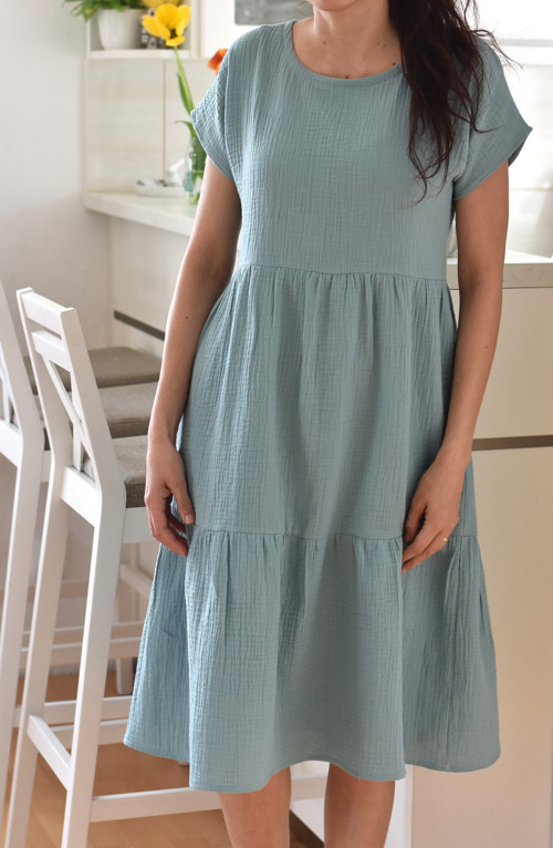 Mušelínové šaty - teal — foto 3