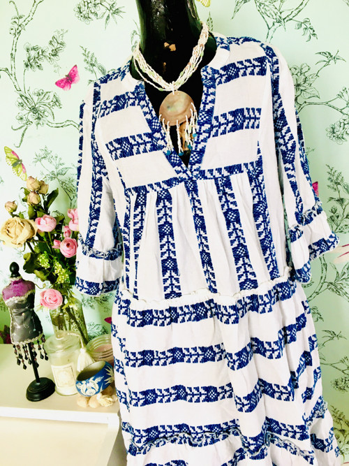 Šaty boho modrobílé — foto 3