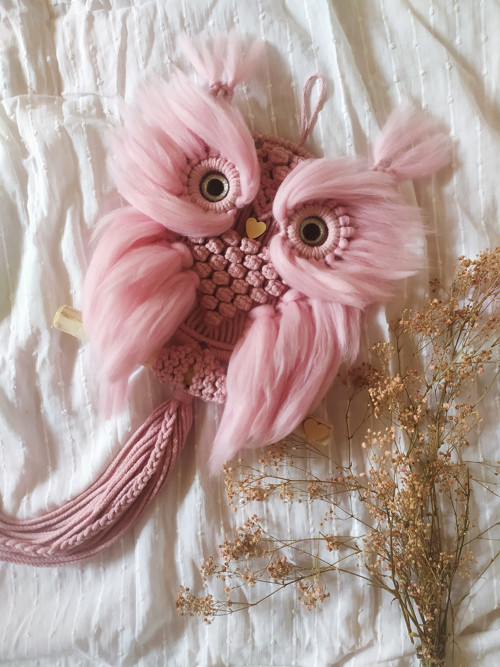 Macramé Sova s ovčím rounem — foto 2